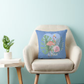 Roze Flamingo tropische bladpalm Kussen (Stoel)