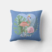 Roze Flamingo tropische bladpalm Kussen (Achterkant)