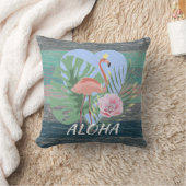 Roze Flamingo tropische bladpalm Kussen (Deken)