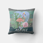 Roze Flamingo tropische bladpalm Kussen (Achterkant)
