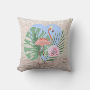 Roze Flamingo tropische bladpalm Kussen