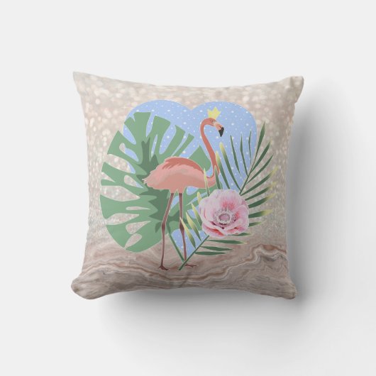 Roze Flamingo tropische bladpalm Kussen (Voorkant)