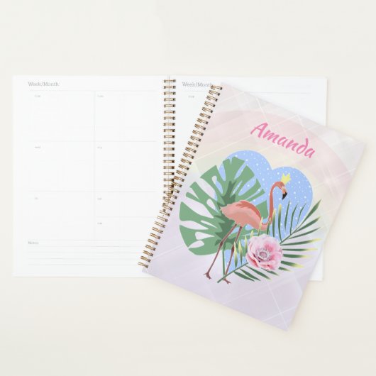 Roze Flamingo tropische bladpalm Planner (Display)