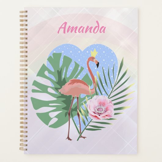 Roze Flamingo tropische bladpalm Planner (Voorkant)
