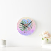 Roze Flamingo tropische bladpalm Ronde Klok (Huis)