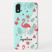 Roze flamingo tropische bloemen & bladeren Case-Mate iPhone case (Achterkant)
