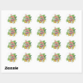 Roze Flamingo & tropische bloemen Ronde Sticker (Vel)