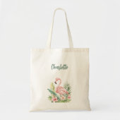 Roze flamingo tropische bloemen tote bag (Voorkant)