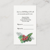 Roze Flamingo Tropische Bloemen Verwijs een Vriend Aanbevelingskaartje (Achterkant)