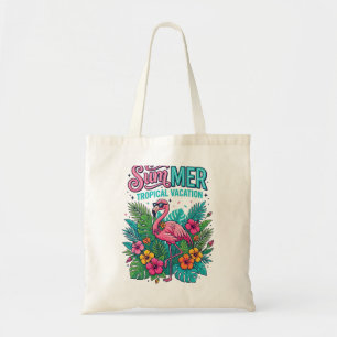 Roze Flamingo Tropische Bloemen - zomer vakantie Tote Bag