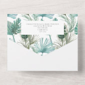 Roze Flamingo Tropische bruiloft All In One Uitnodiging (Achterkant)