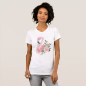 Roze Flamingo Tropische bruiloft bruidsmeisje T-shirt (Voorkant volledig)