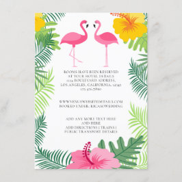 Roze Flamingo Tropische bruiloft Details Informatiekaartje