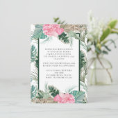 Roze Flamingo Tropische bruiloft Details Informatiekaartje (Staand voorkant)