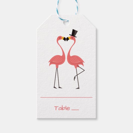Roze Flamingo Tropische Bruiloft Escort Plaatskaar Cadeaulabel (Voorkant)