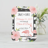 Roze Flamingo Tropische Bruiloft Save The Date (Staand voorkant)