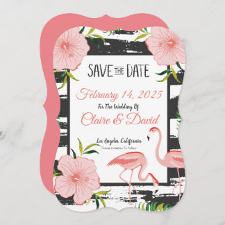 Roze Flamingo Tropische Bruiloft Save The Date