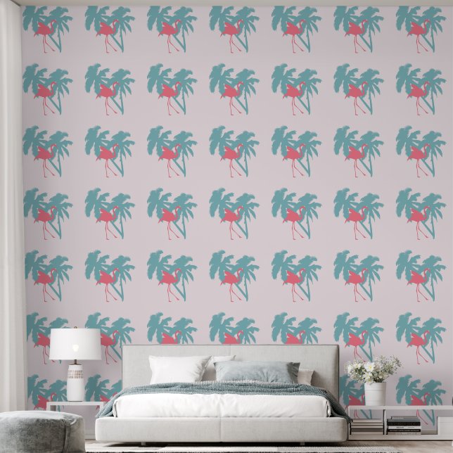 ROZE FLAMINGO TROPISCHE DROMENLANDSCHAP BEHANG (Slaapkamer)