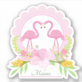 Roze Flamingo Tropische Droomcontour Sticker (Voorkant)