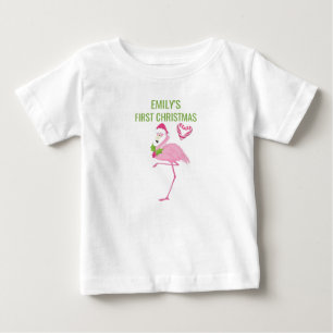 Roze flamingo tropische eerste kerst
