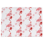 Roze Flamingo Tropische Feestelijke Kerstmis Groot Cadeauzakje (Voorkant)