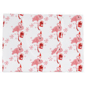 Roze Flamingo Tropische Feestelijke Kerstmis Groot Cadeauzakje (Achterkant)