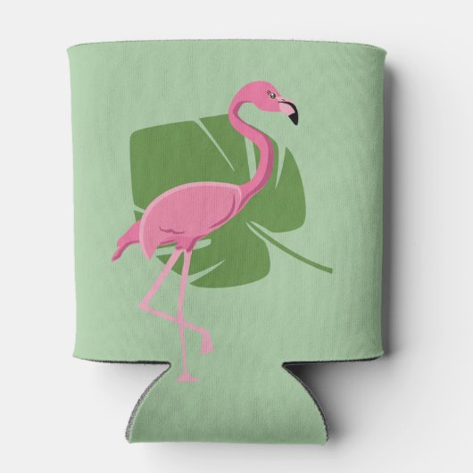 Roze Flamingo Tropische Feestgunst Blikjeskoeler (Achterkant)