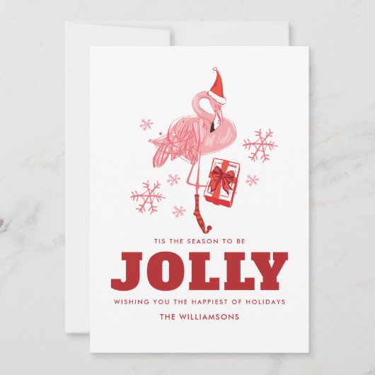 Roze Flamingo Tropische Groeten Kerstmis Feestdagenkaart (Voorkant)