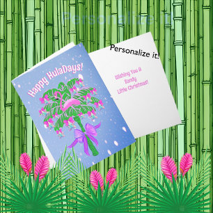 Roze Flamingo Tropische Happy Huladays Kaart