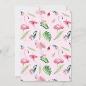 Roze Flamingo Tropische Hibiscus Bloemen Verjaarda Kaart (Achterkant)