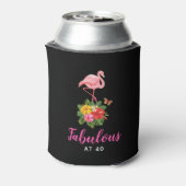 Roze Flamingo & Tropische Hibiscus Fabulous bij 40 Blikjeskoeler (Blikje Achterkant)