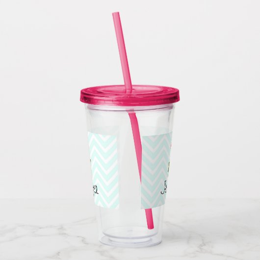 Roze flamingo & Tropische Hibiscus Fancy Acryl Drinkbeker (Links)