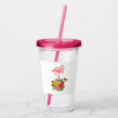 Roze flamingo & Tropische Hibiscus Fancy Acryl Drinkbeker (Achterkant)