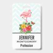 Roze Flamingo & Tropische Hibiscus Fancy Badge (Achterkant)