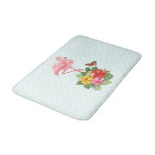Roze flamingo & Tropische Hibiscus Fancy Badmat (Gekanteld)