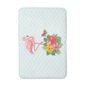 Roze flamingo & Tropische Hibiscus Fancy Badmat (Voorkant Verticaal)