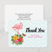 Roze flamingo & Tropische Hibiscus Fancy Bedankkaart (Voorkant / Achterkant)