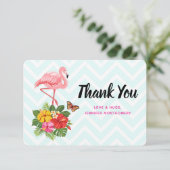 Roze flamingo & Tropische Hibiscus Fancy Bedankkaart (Staand voorkant)