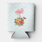 Roze flamingo & Tropische Hibiscus Fancy Blikjeskoeler (Voorkant)