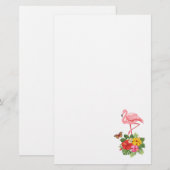 Roze flamingo & Tropische Hibiscus Fancy Briefpapier (Voorkant / Achterkant)
