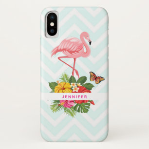Roze flamingo & Tropische Hibiscus Fancy Case-Mate iPhone Case