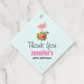 Roze flamingo & Tropische Hibiscus Fancy Dank u we Bedankjes Labels (Voorkant)