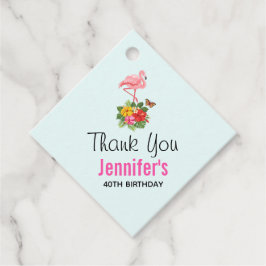 Roze flamingo & Tropische Hibiscus Fancy Dank u we Bedankjes Labels