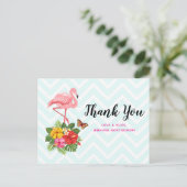 Roze flamingo & Tropische Hibiscus Fancy Dank u we Briefkaart (Staand voorkant)