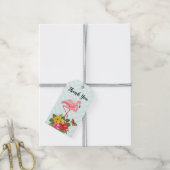 Roze flamingo & Tropische Hibiscus Fancy Dank u we Cadeaulabel (Met Touw)