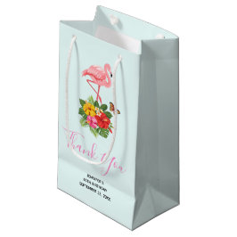 Roze flamingo & Tropische Hibiscus Fancy Dank u we Klein Cadeauzakje