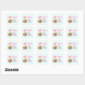 Roze flamingo & Tropische Hibiscus Fancy Dank u we Vierkante Sticker (Vel)