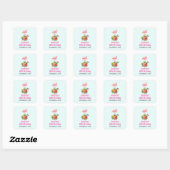 Roze Flamingo & Tropische Hibiscus Fancy Event Vierkante Sticker (Vel)