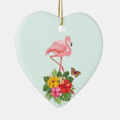 Roze flamingo & Tropische Hibiscus Fancy Keramisch Ornament (Rechts)
