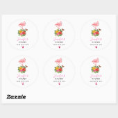 Roze Flamingo & Tropische Hibiscus Fancy Keuken Ronde Sticker (Vel)
